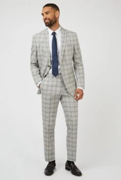 Check Linen Suit Jacket