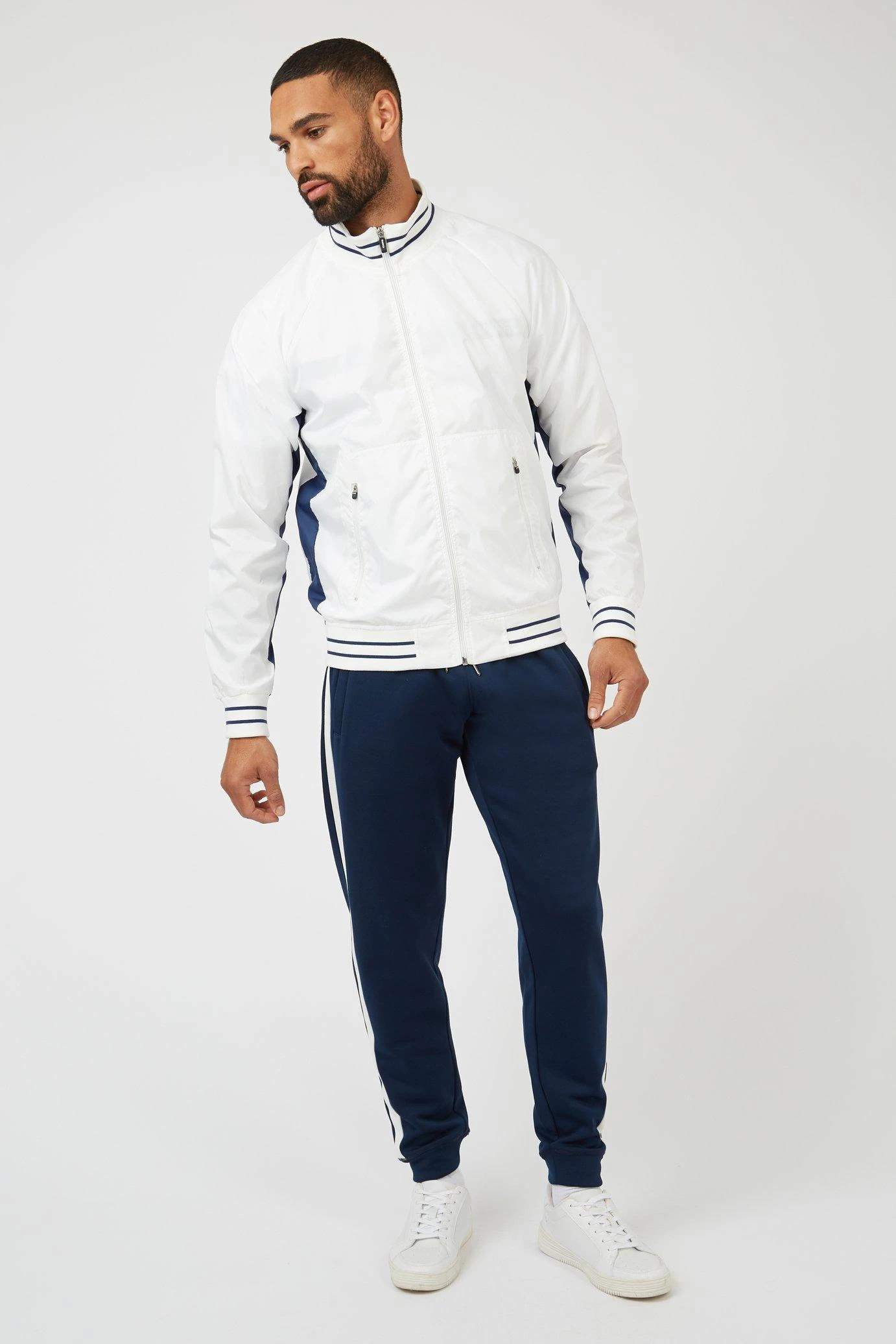 Jersey Lined Stripe Nylon Bomber Jacket 4 Jersey Lined Stripe Nylon Bomber Jacket - Image 2