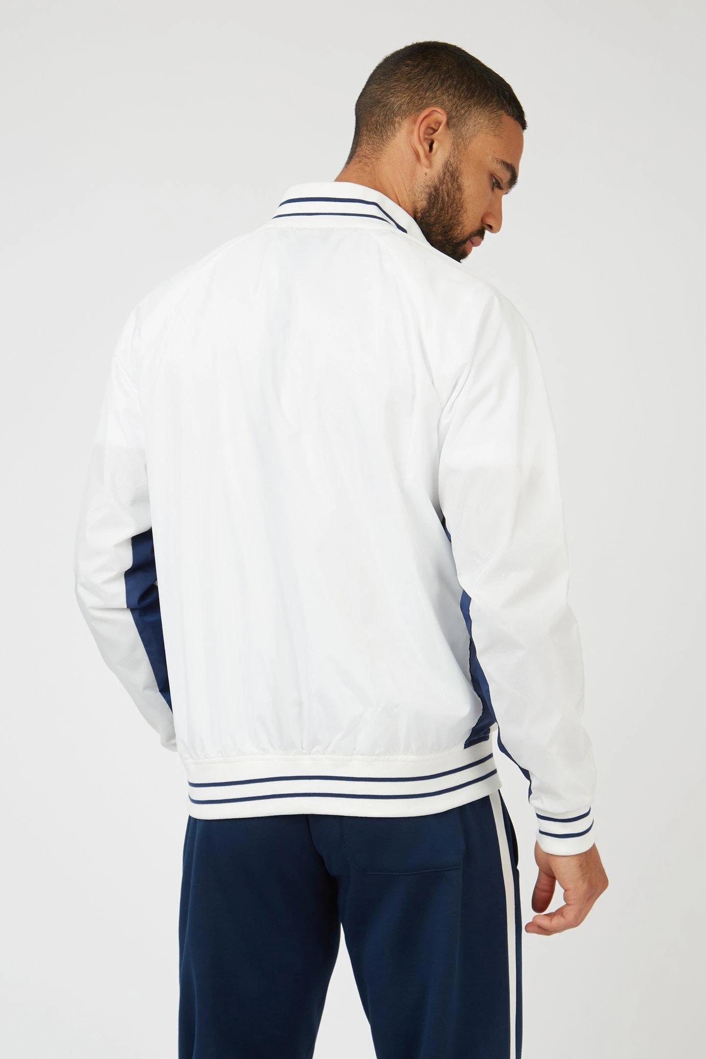 Jersey Lined Stripe Nylon Bomber Jacket 5 Jersey Lined Stripe Nylon Bomber Jacket - Image 3