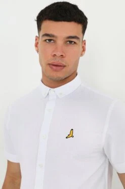 BRAVE SOUL 'Nero' Oxford Cotton Short Sleeve Shirt -Joe Browns Store m5059534434190 white xl 2