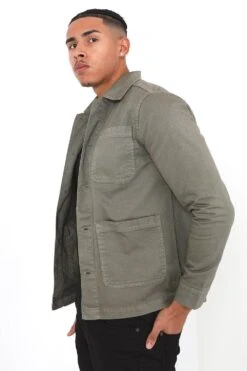 BRAVE SOUL 'Doron' Cotton Twill Patch Pocket Shacket -Joe Browns Store m5059534538119 khaki xl 3