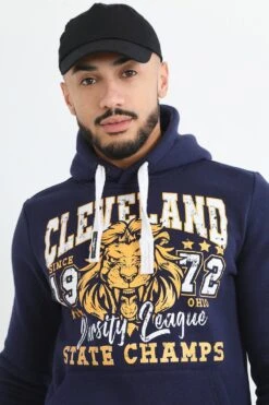 BRAVE SOUL 'Burnham' Graphic Print Hoodie -Joe Browns Store m5059534553396 navy xl 2