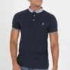 BRAVE SOUL 'Glover' Short Sleeve Jacquard Collar Jersey Polo Shirt -Joe Browns Store m5059534609109 navy xl