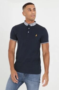 BRAVE SOUL 'Glover' Short Sleeve Jacquard Collar Jersey Polo Shirt