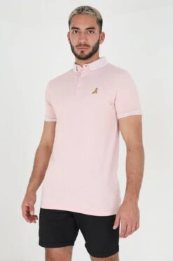 BRAVE SOUL 'Glover' Short Sleeve Jacquard Collar Jersey Polo Shirt