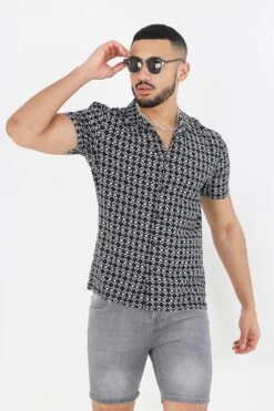 BRAVE SOUL 'Sketch' Short Sleeve Geometric Print Shirt