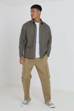 BRAVE SOUL 'Cauley' Cotton Button Through Shacket -Joe Browns Store m5059534640065 khaki xl 2