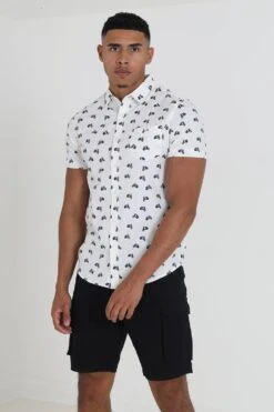 BRAVE SOUL 'Stark Cotton Short Sleeve Print Shirt 7 BRAVE SOUL 'Stark Cotton Short Sleeve Print Shirt -Joe Browns Store m5059534642052 ecru xl 2