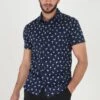 BRAVE SOUL 'Braun' Short Sleeve Flamingo Print Cotton Shirt -Joe Browns Store m5059534642076 navy xl
