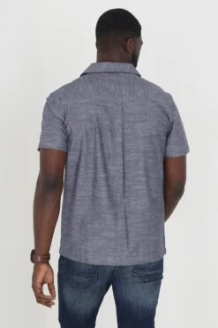 BRAVE SOUL Bryant' Cotton Short Sleeve Revere Collar Shirt -Joe Browns Store m5059534642939 blue xl 1