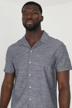 BRAVE SOUL Bryant' Cotton Short Sleeve Revere Collar Shirt -Joe Browns Store m5059534642939 blue xl 2