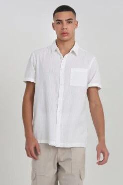 BRAVE SOUL 'Gilles' Cotton Seersucker Short Sleeve Shirt