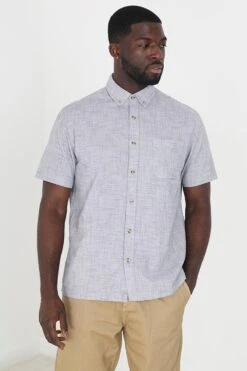 BRAVE SOUL 'Slub' Short Sleeve Cotton Shirt