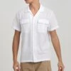 BRAVE SOUL 'Mikita' Cotton Short Sleeve Revere Collar Shirt With Linen -Joe Browns Store m5059534644124 white xl
