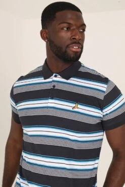 BRAVE SOUL 'Universal' Cotton Jersey Stripe Polo Shirt -Joe Browns Store m5059534660773 dark20navy xl 2