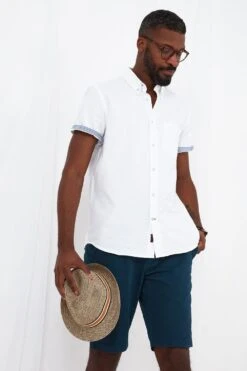 Joe Browns Classic White Button Down Chest Pocket Short Sleeve Shirt