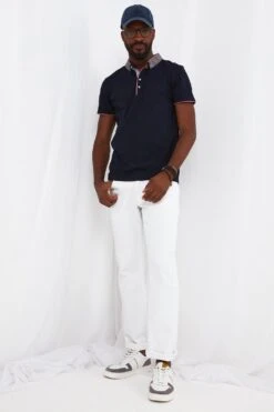 Joe Browns Classic Smart Contrast Collar Short Sleeve Polo Shirt -Joe Browns Store m5059953102496 navy xl 2
