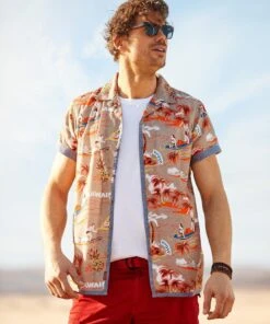 Joe Browns Hawaiian Surfer Open Flat Collar Short Sleeve Casual Shirt