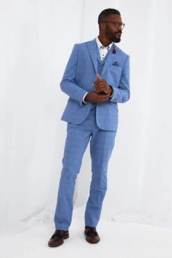 Joe Browns Classic Light Blue Check Contrast Lining Smart Suit Blazer -Joe Browns Store m5059953110484 blue xl 2