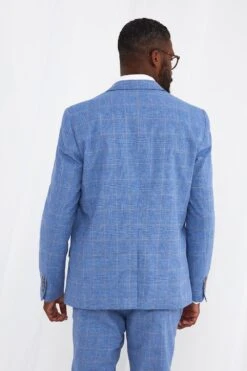 Joe Browns Classic Light Blue Check Contrast Lining Smart Suit Blazer -Joe Browns Store m5059953110484 blue xl 3