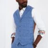 Joe Browns Classic Light Blue Check Contrast Lining Lapel Smart Suit Waistcoat -Joe Browns Store m5059953110552 blue xl