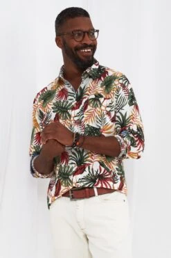 Joe Browns Tropical Leaf Monstera Print Long Sleeve Shirt -Joe Browns Store m5059953111948 multi xl 2