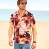 Joe Browns Summer Sunset Palm Print Open Flat Collar Short Sleeve Casual Shirt -Joe Browns Store m5059953113362 orange xl