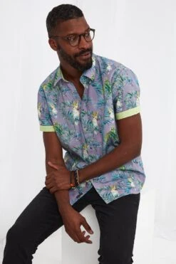 Joe Browns Tropical Leaf Bird Print Short Sleeve Shirt