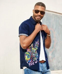 Joe Browns Colourful Saxophone Music Print Short Sleeve Shirt