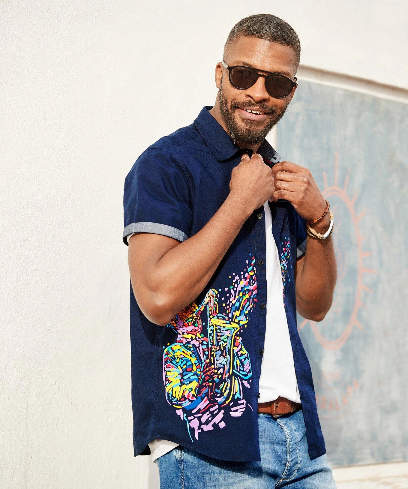 Joe Browns Colourful Saxophone Music Print Short Sleeve Shirt 3 Joe Browns Colourful Saxophone Music Print Short Sleeve Shirt