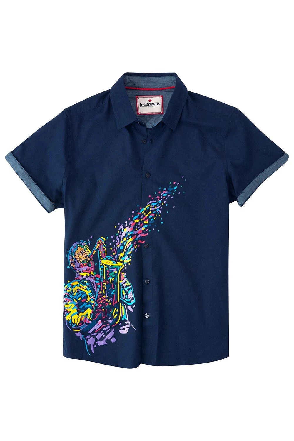 Joe Browns Colourful Saxophone Music Print Short Sleeve Shirt 4 Joe Browns Colourful Saxophone Music Print Short Sleeve Shirt - Image 2
