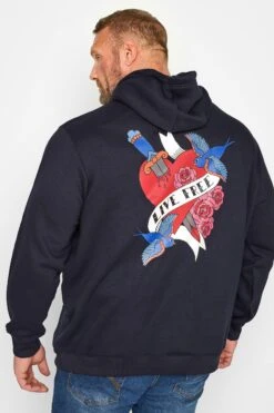 'Live Free' Heart Print Hoodie -Joe Browns Store m5063110099611 blue xl 2