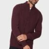Threadbare 'Cliff' Zip Neck Jumper -Joe Browns Store m7625914005632 burgundy xl