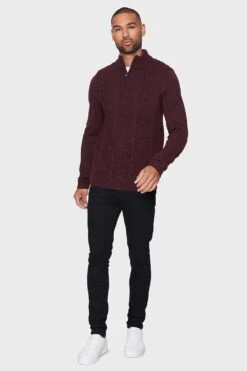 Threadbare 'Cliff' Zip Neck Jumper -Joe Browns Store m7625914005632 burgundy xl 2