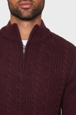 Threadbare 'Cliff' Zip Neck Jumper -Joe Browns Store m7625914005632 burgundy xl 3