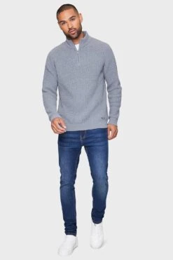 Threadbare 'Rodwell' Zip Neck Jumper -Joe Browns Store m7625914006622 grey xl 2