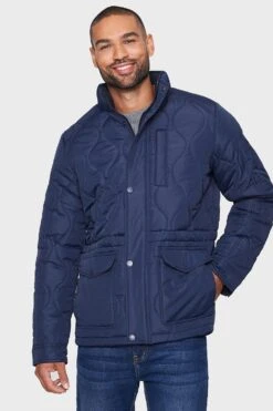 Threadbare 'Weeping' Funnel Neck Quilted Jacket