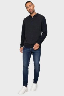 Threadbare 'Luke' Cotton Polo Collar Jumper -Joe Browns Store m7625914013262 navy xl 2