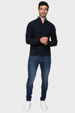 Threadbare 'Knipe' Cotton Zip Neck Jumper -Joe Browns Store m7625914014047 navy xl 2