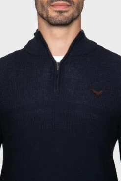 Threadbare 'Knipe' Cotton Zip Neck Jumper -Joe Browns Store m7625914014047 navy xl 3