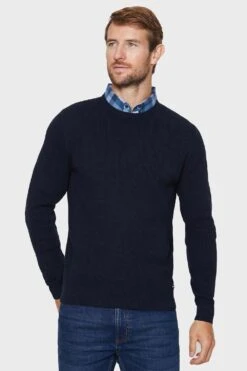Threadbare 'Alexander' Crew Neck Cotton Jumper With Mock Shirt Collar