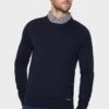 Threadbare 'Gibbs' Crew Neck Cotton Jumper With Mock Shirt Collar -Joe Browns Store m7625914025302 navy xl