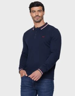 Threadbare 3 Pack 'Port' Long Sleeve Polo Shirts -Joe Browns Store m7625914053183 navy xl 2