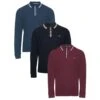 Threadbare 3 Pack Cotton 'Mateo' Long Sleeve Polo Shirts -Joe Browns Store m7625914053886 burgundy xl