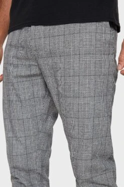 Threadbare 'Jay' Luxe Checked Drawstring Cotton Trousers -Joe Browns Store m7625914085764 grey xl 3