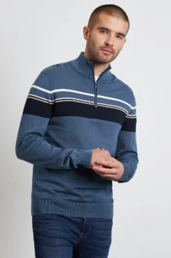Threadbare 'Bradley' Cotton Zip Neck Jumper