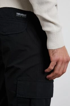 Threadbare 'Prince' Cotton Cuffed Cargo Trousers -Joe Browns Store m7625914110381 black xl 3