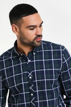 Threadbare 'Luca' Cotton Long Sleeve Check Shirt -Joe Browns Store m7625914112200 dark20green xl 3