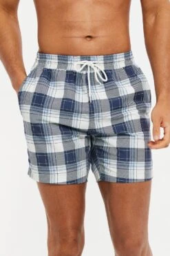 Threadbare 'Aires' Check Print Swim Shorts