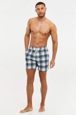 Threadbare 'Aires' Check Print Swim Shorts -Joe Browns Store m7625914118707 navy xl 2